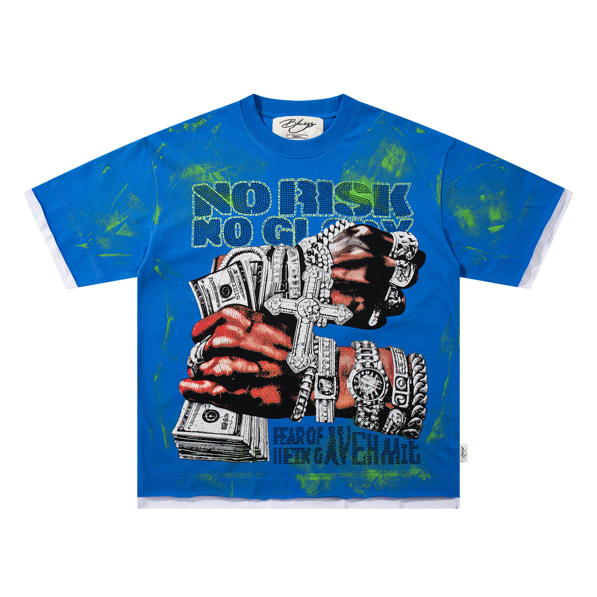BKYS No Risk No Glory Rhinestone Graphic T-Shirt