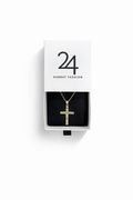 Baguette Statement Cross Pendant Rope Chain
