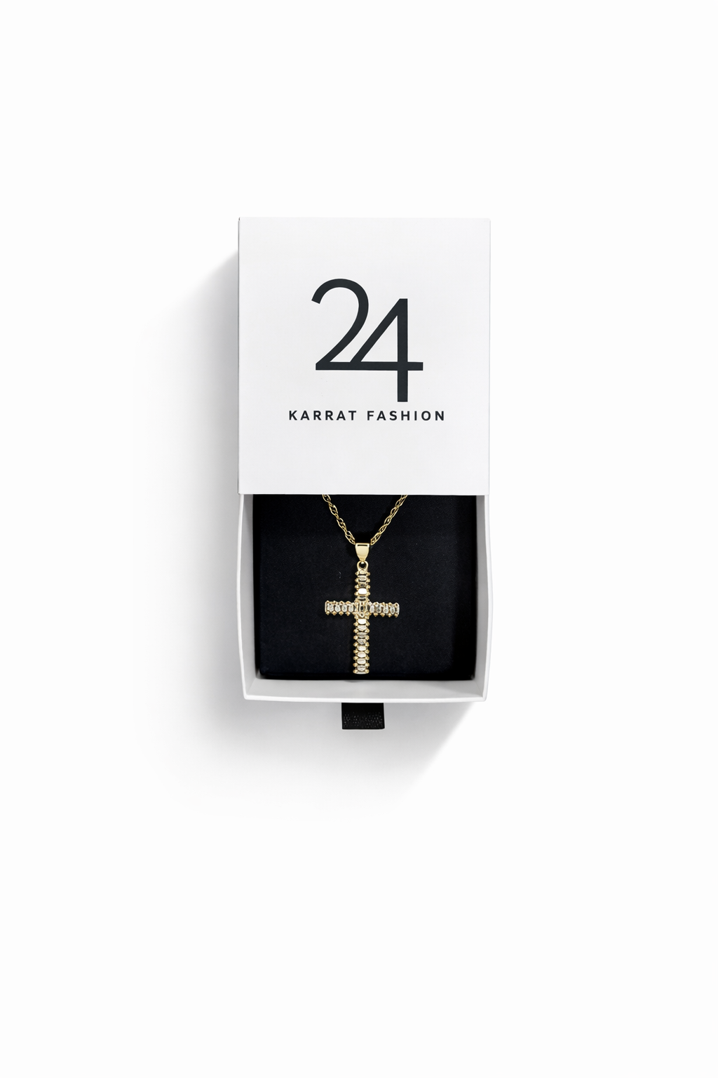 Baguette Statement Cross Pendant Rope Chain