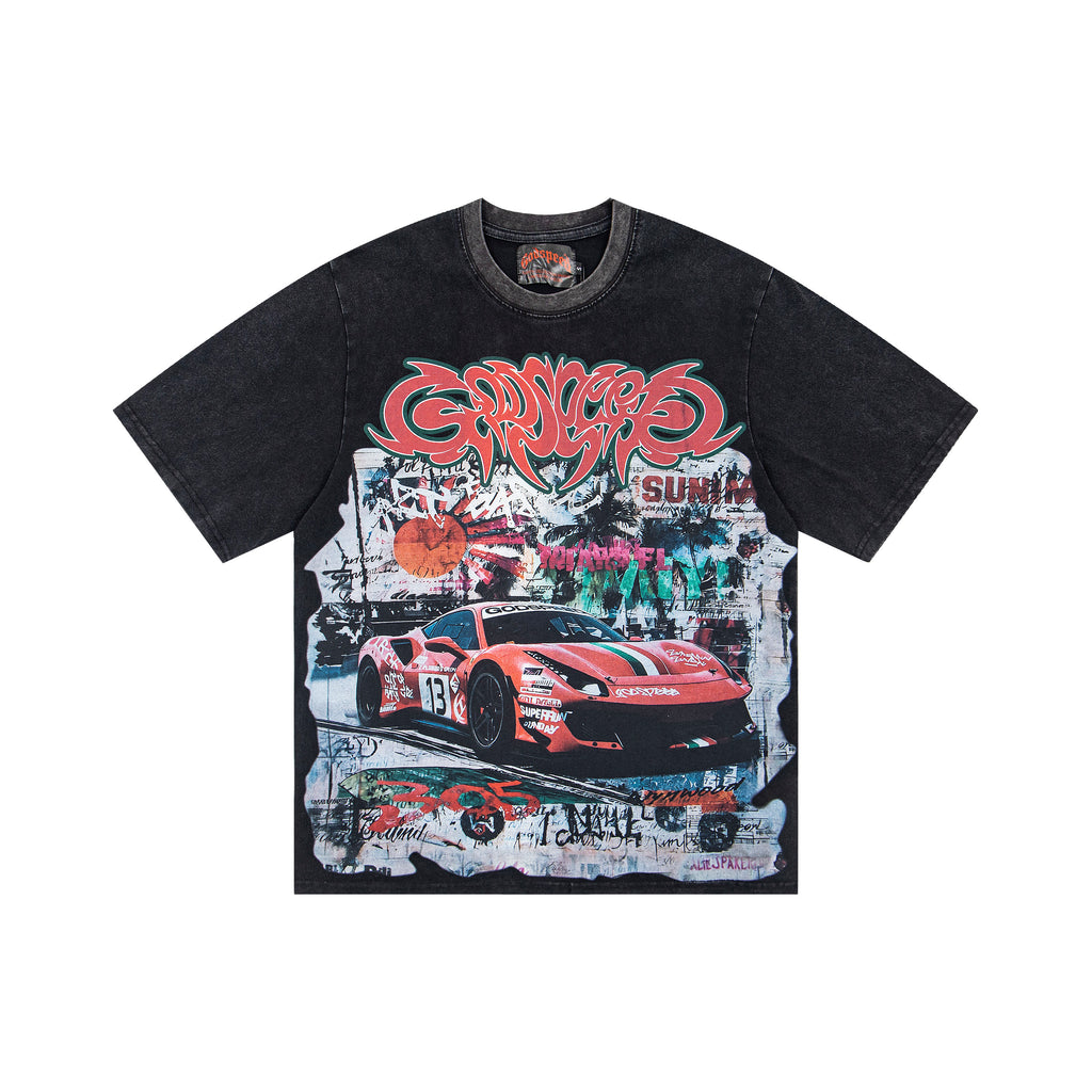 Super Art Basel Racing Tee – Vintage Black Streetwear Edition