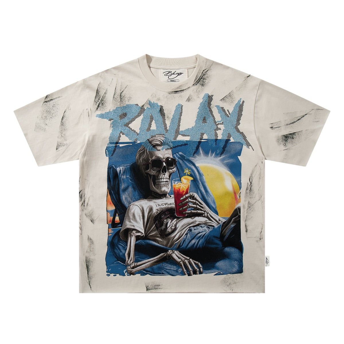 BKYS Relax Skull Rhinestone Graphic T-Shirt