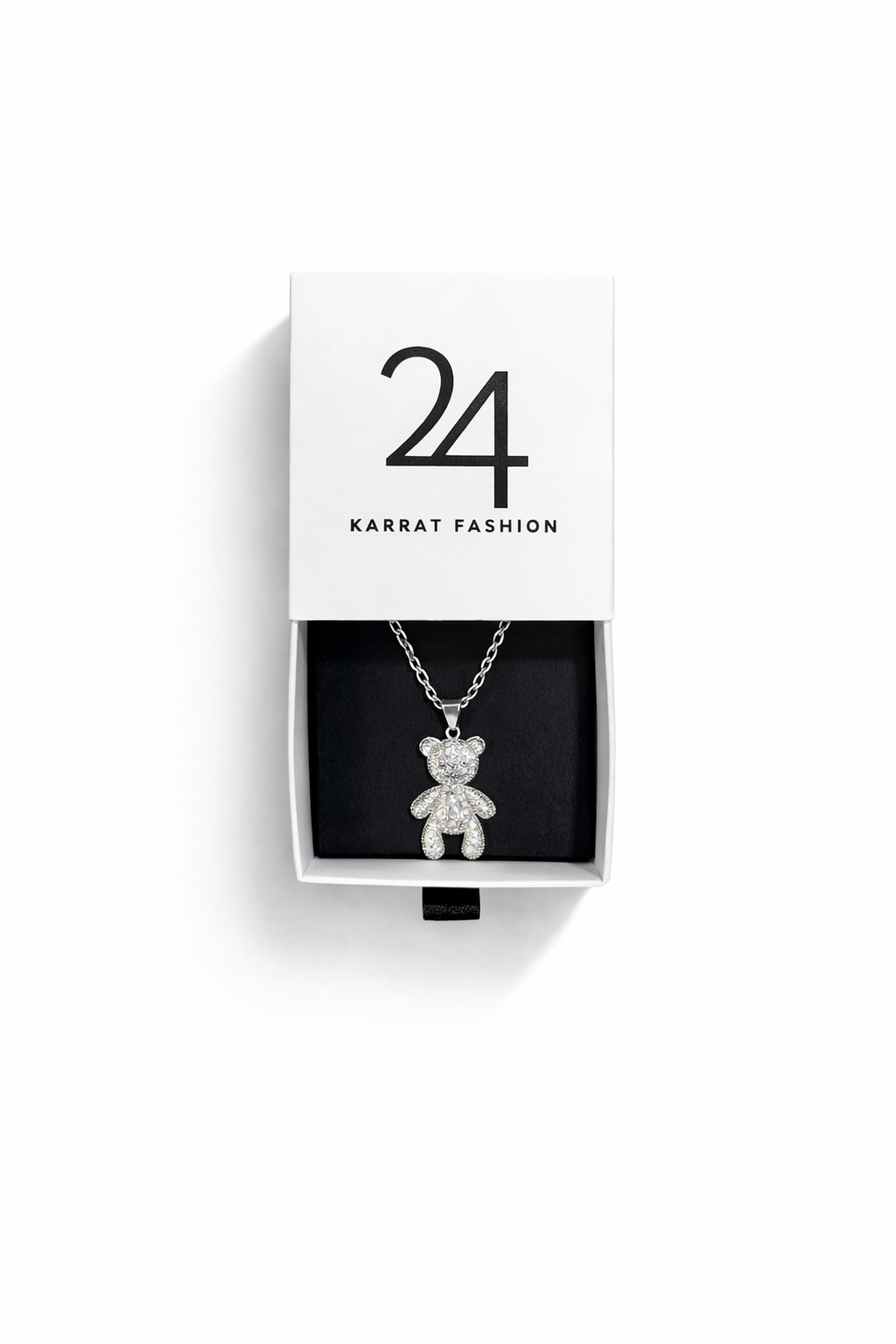Polished Teddy Bear Pendant Rope Chain