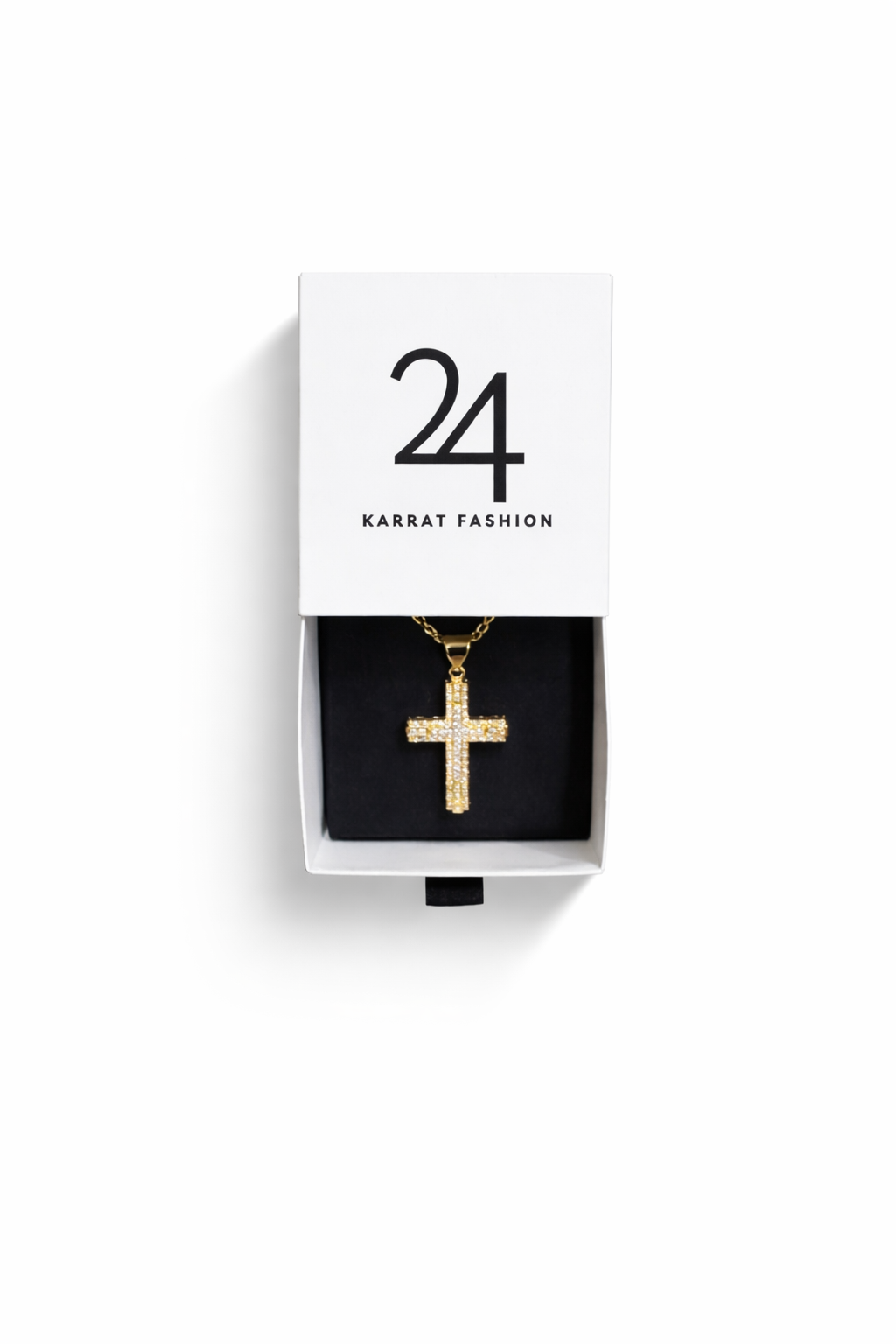 Iced Cathedral Cross Pendant Rope Chain