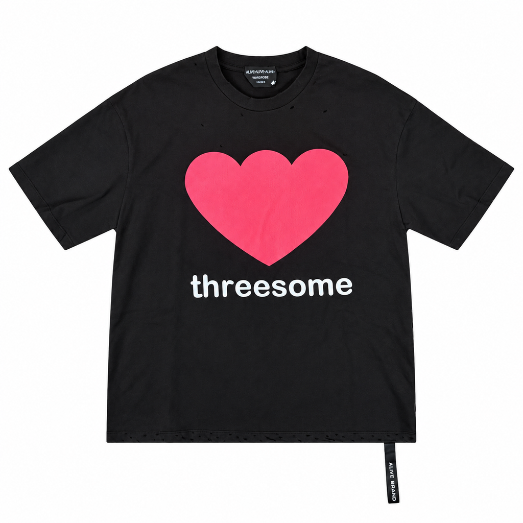 Alive Threesome Heart Graphic T-Shirt