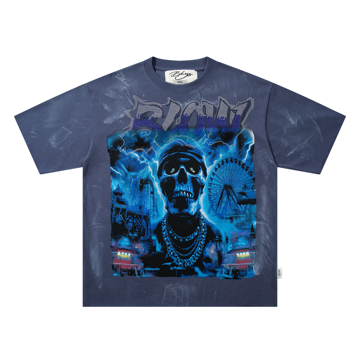 BKYS Dark Carnival Skull Rhinestone Graphic T-Shirt