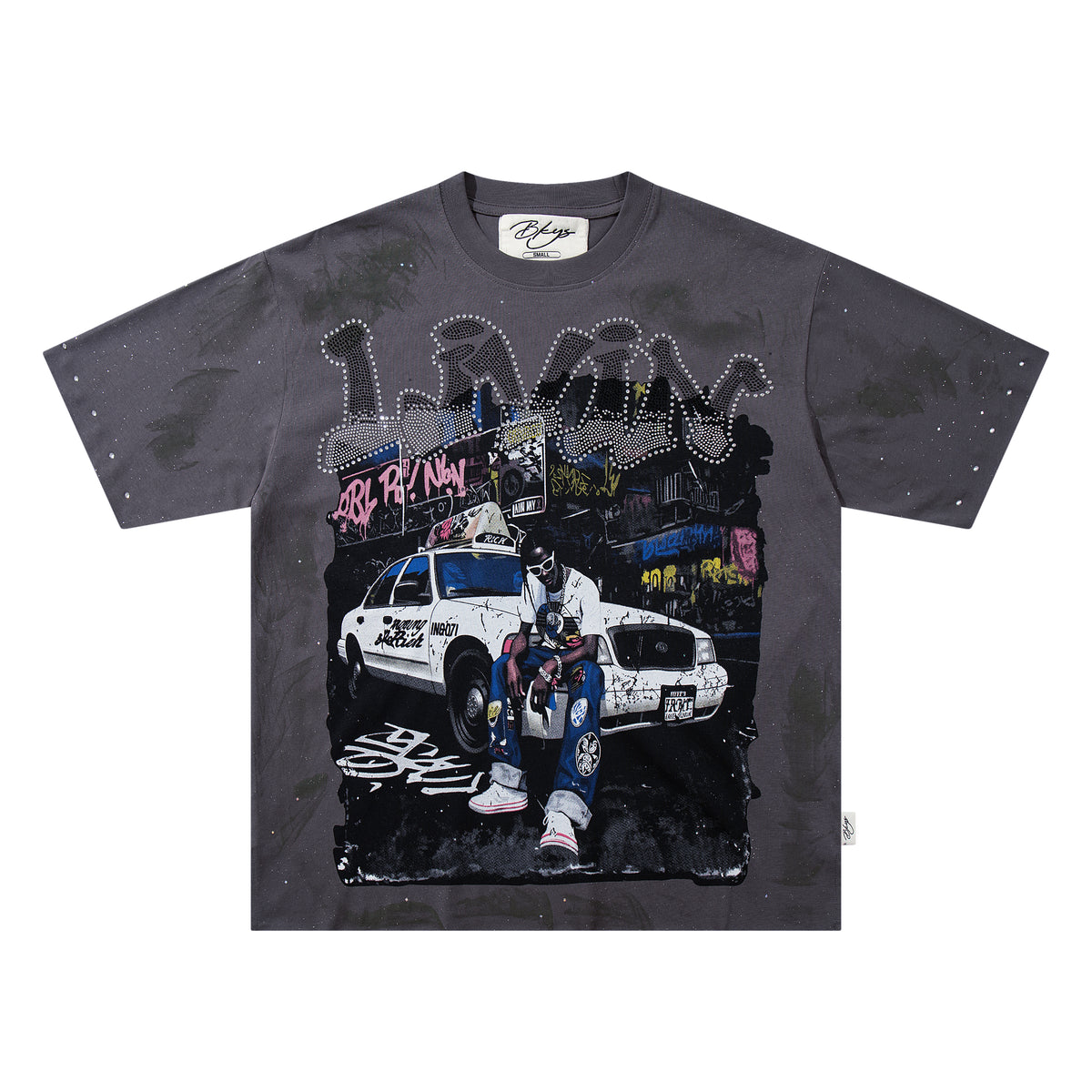 BKYS Street Racer Rhinestone Graphic T-Shirt