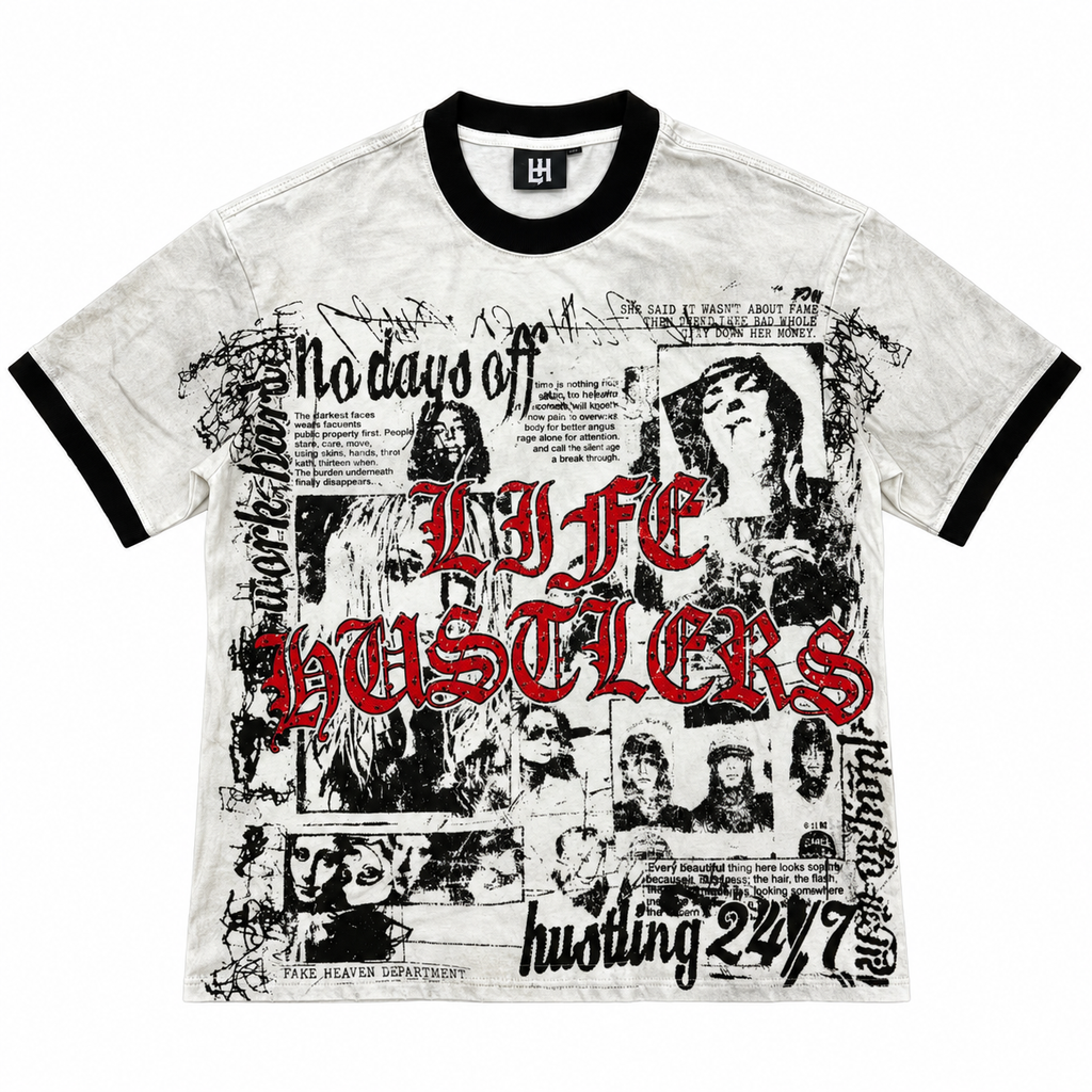 Life Hustlers Hustling 24/7 Grunge Graphic T-Shirt