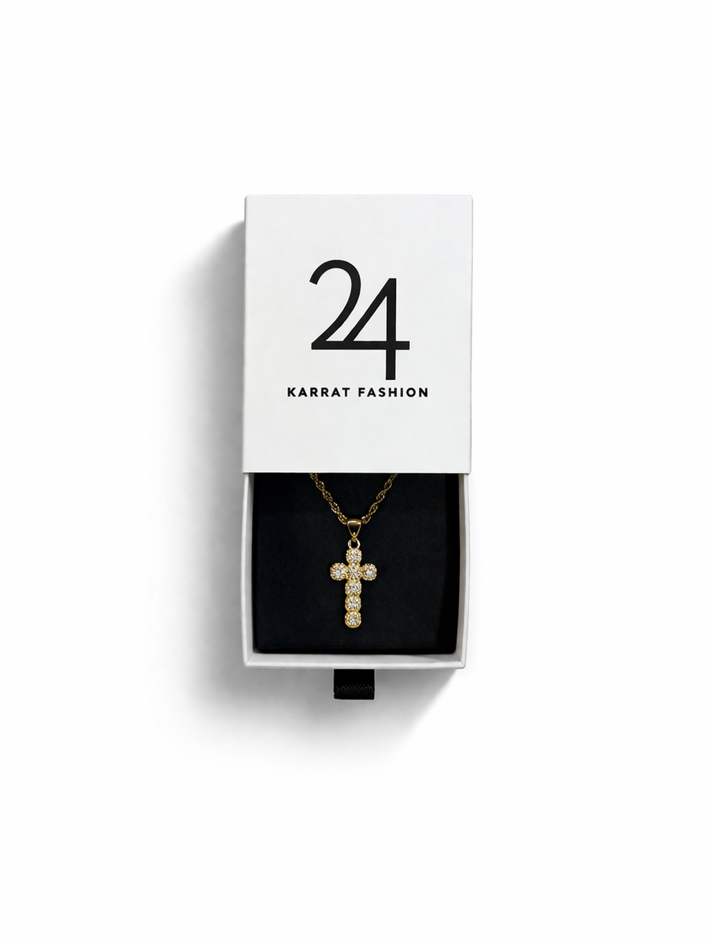 Iced Eternity Cross Pendant Rope Chain