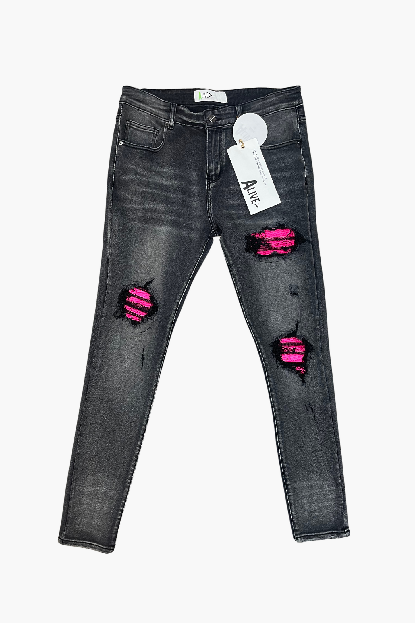 Alive Jeans Black with pink Patches