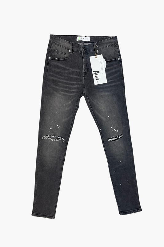 Alive Jeans Black with white paint