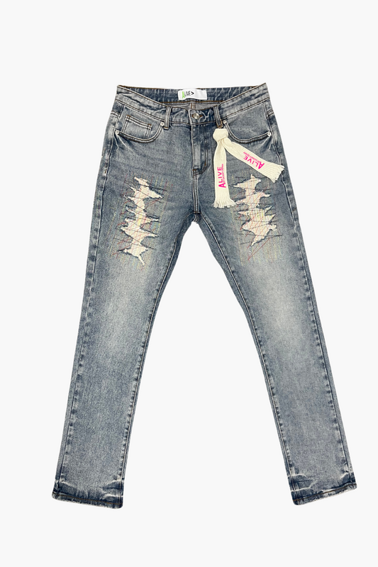 Alive Jeans Blue with pattern