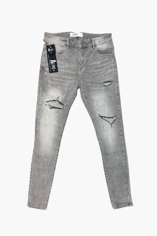 Alive Jeans wash out  gray with rip