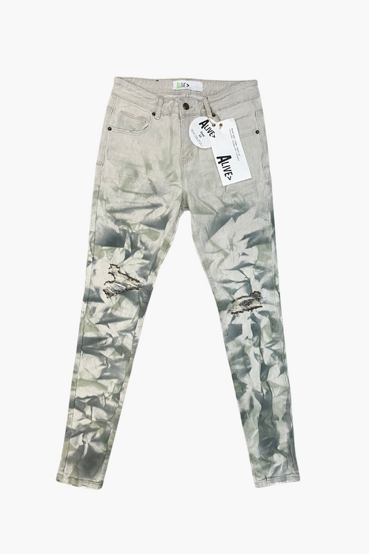 Alive Jeans white with green