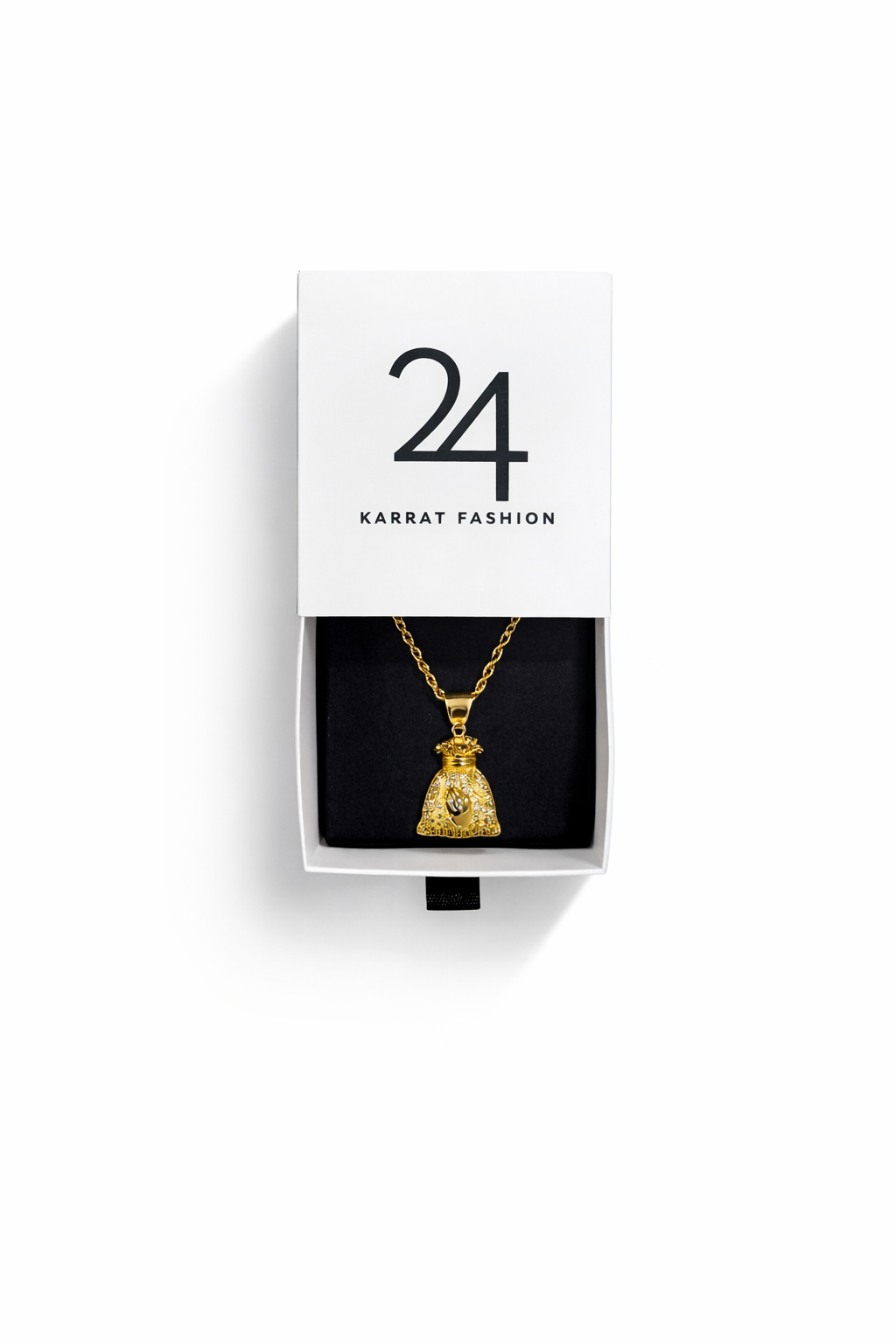 Praying Hands Money Bag Pendant Rope Chain