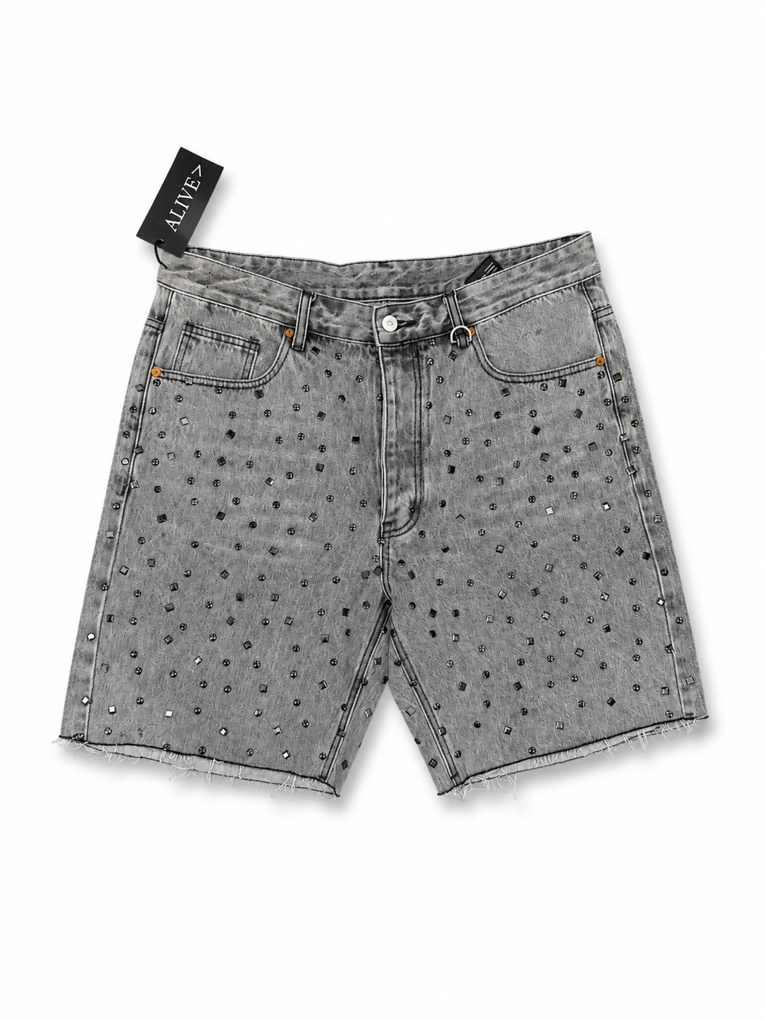 Alive Jeans Rhinestone Gray Shorts
