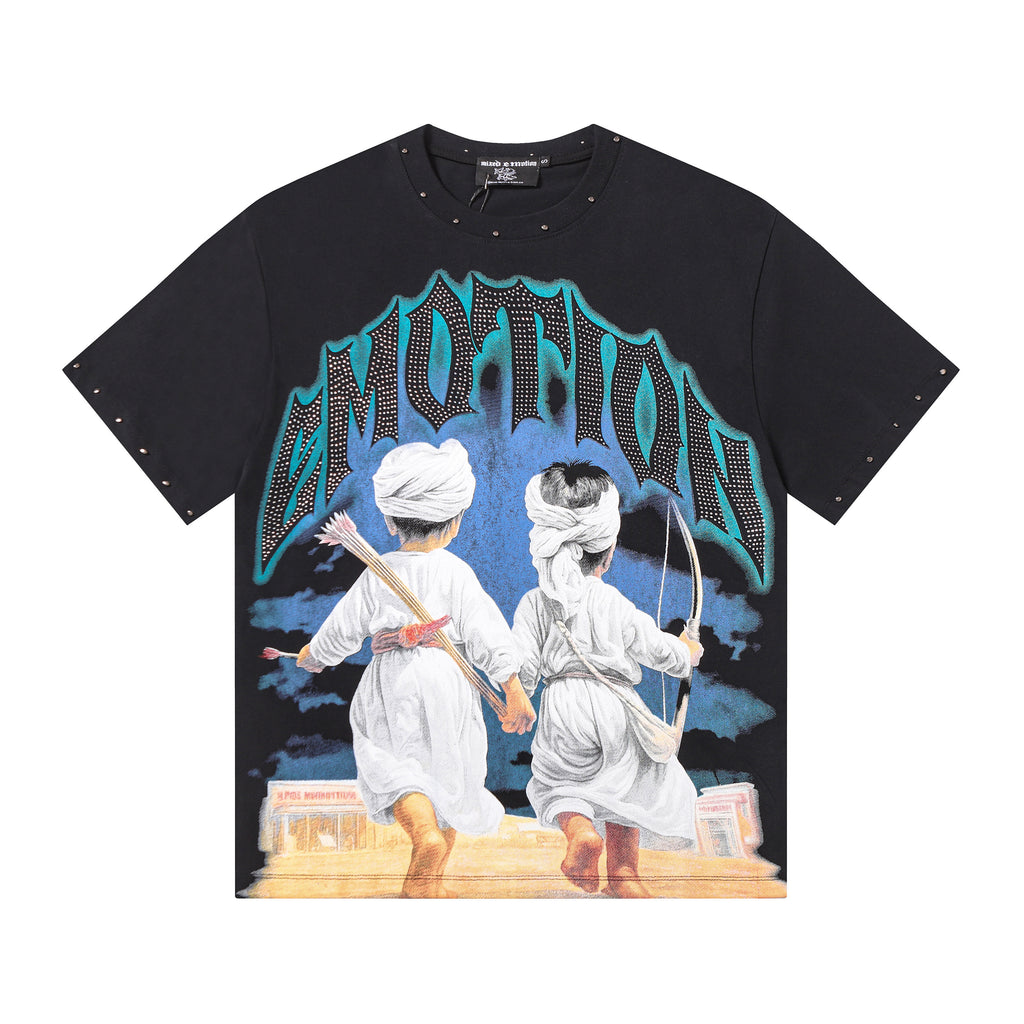 Emotion Rhinestone Black Graphic Tees