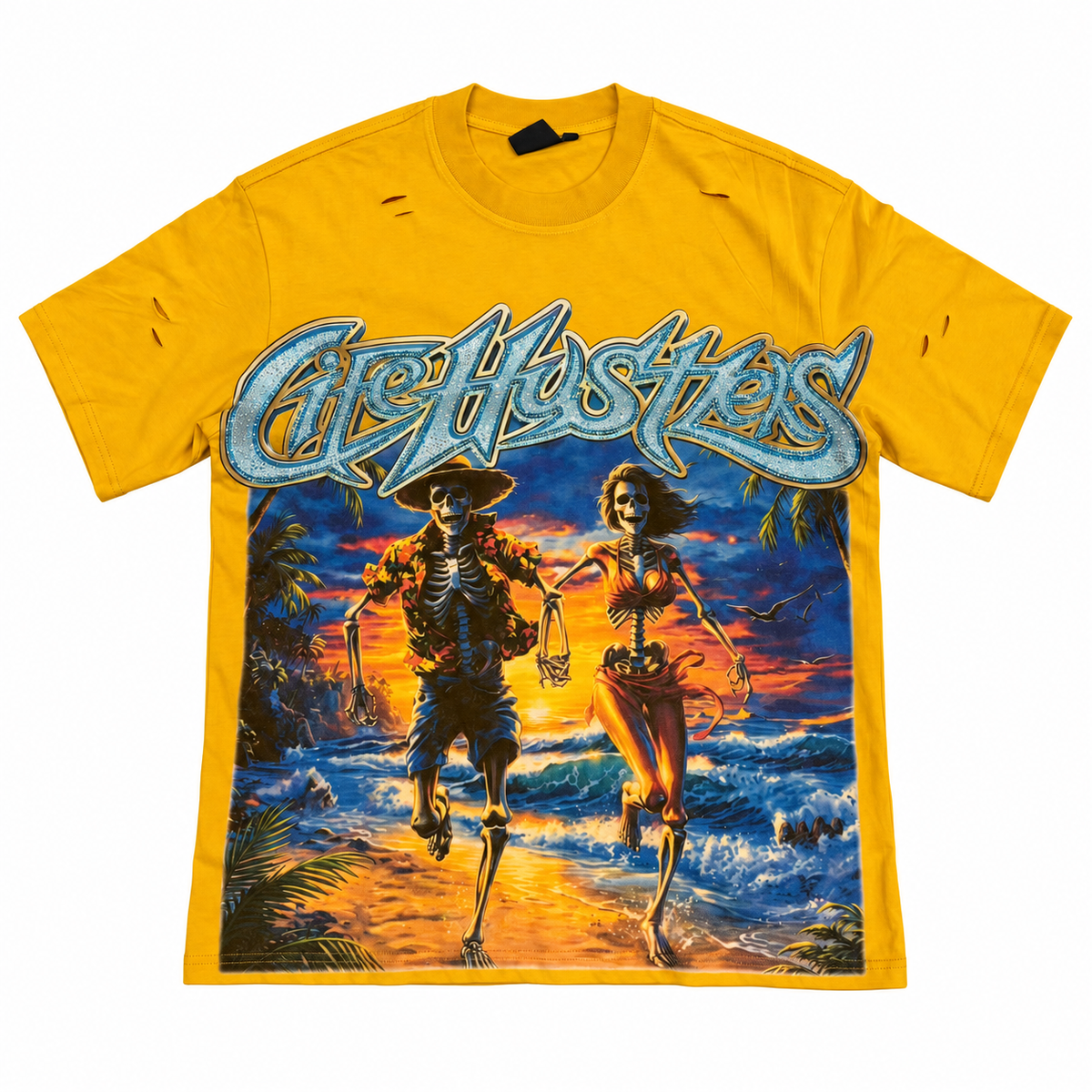 Life Hustlers Skeleton Sunset Graphic T-Shirt
