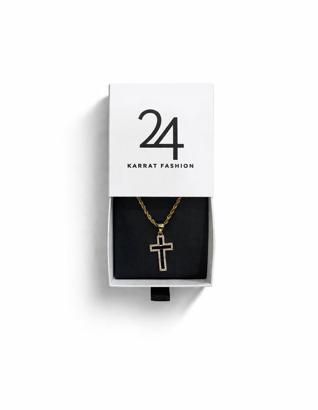 Shadow Inset Cross Pendant Rope Chain