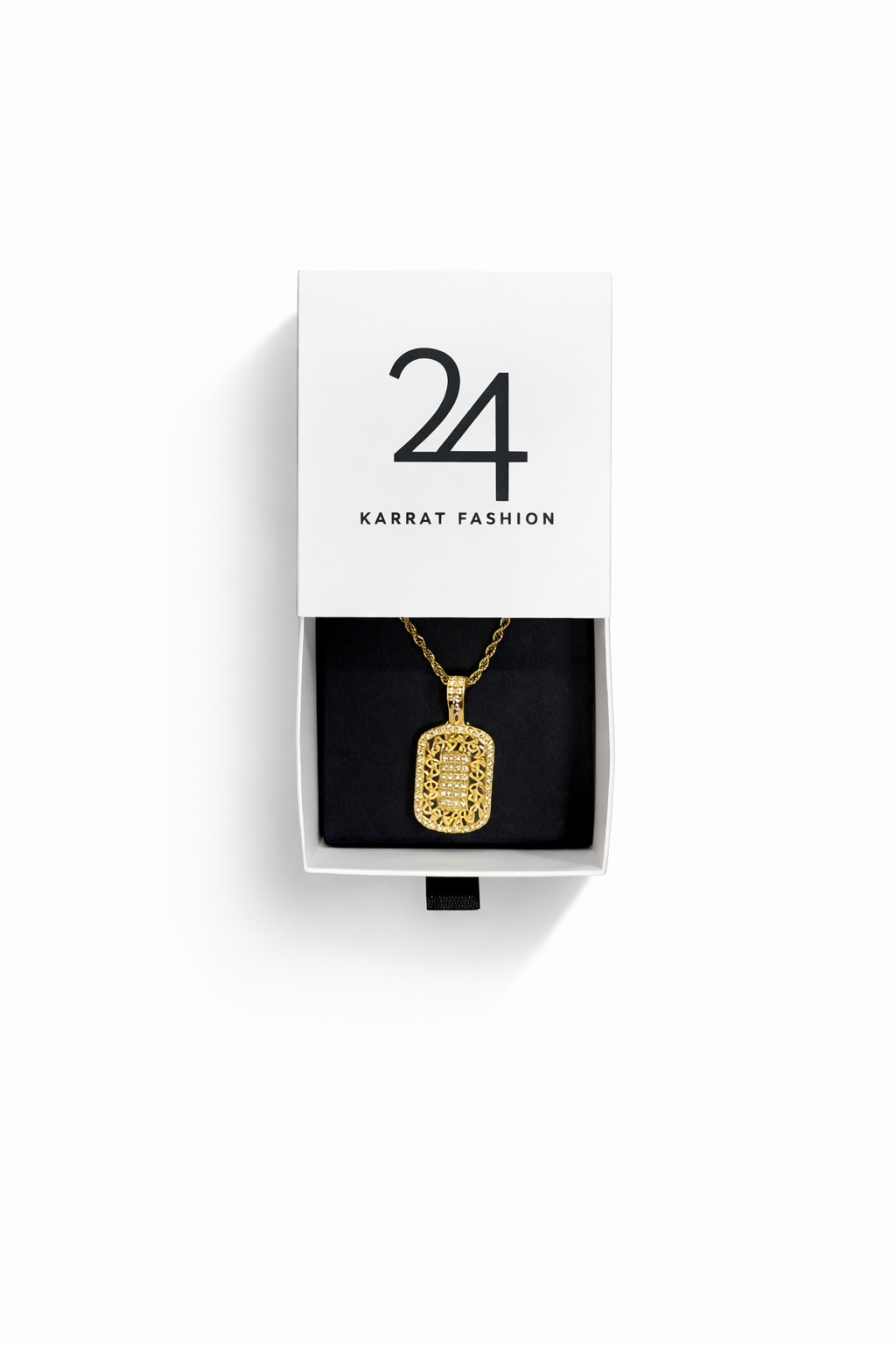 Filigree Tag Medallion Pendant Rope Chain