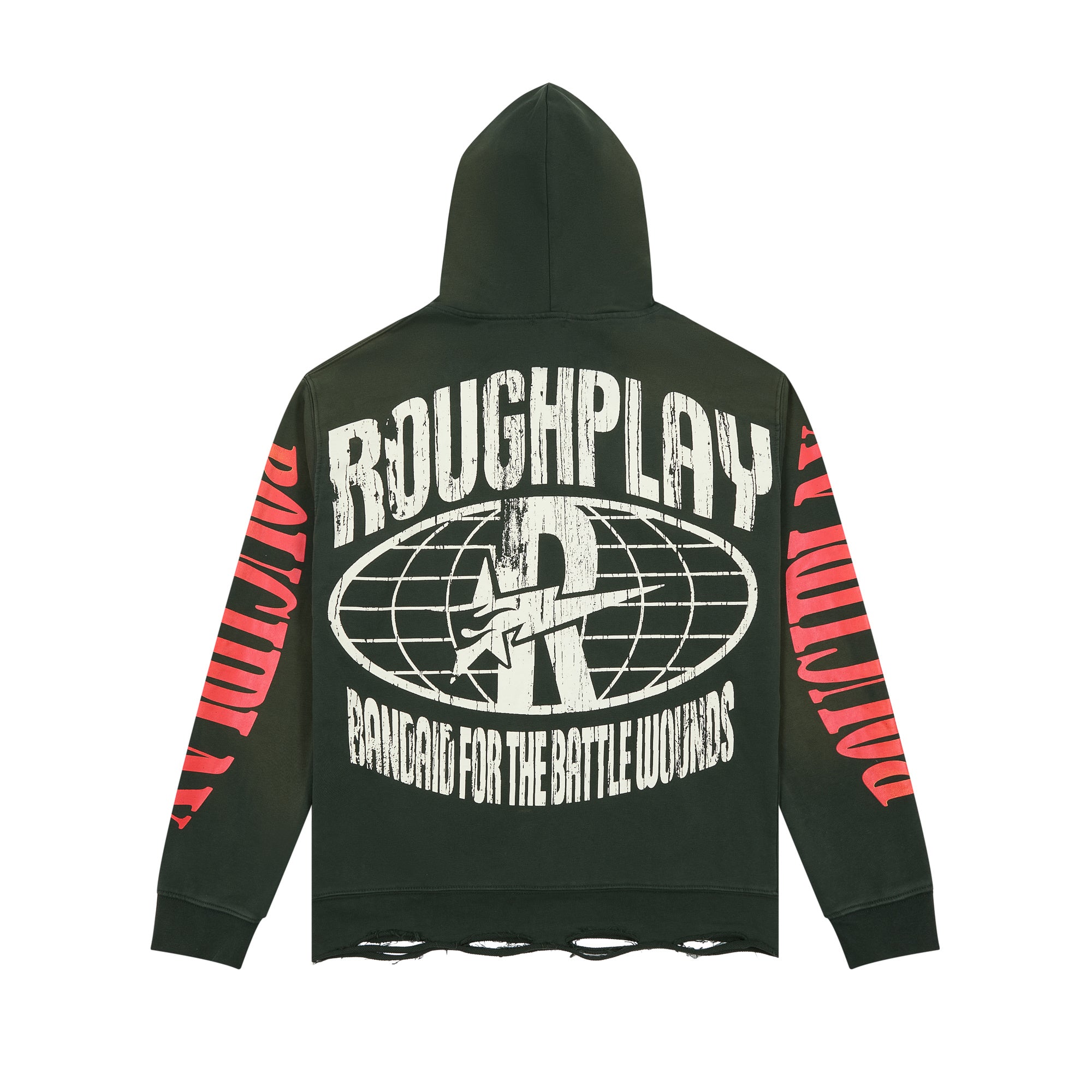 Battle Wounds” Graphic Hoodie – Olive Green