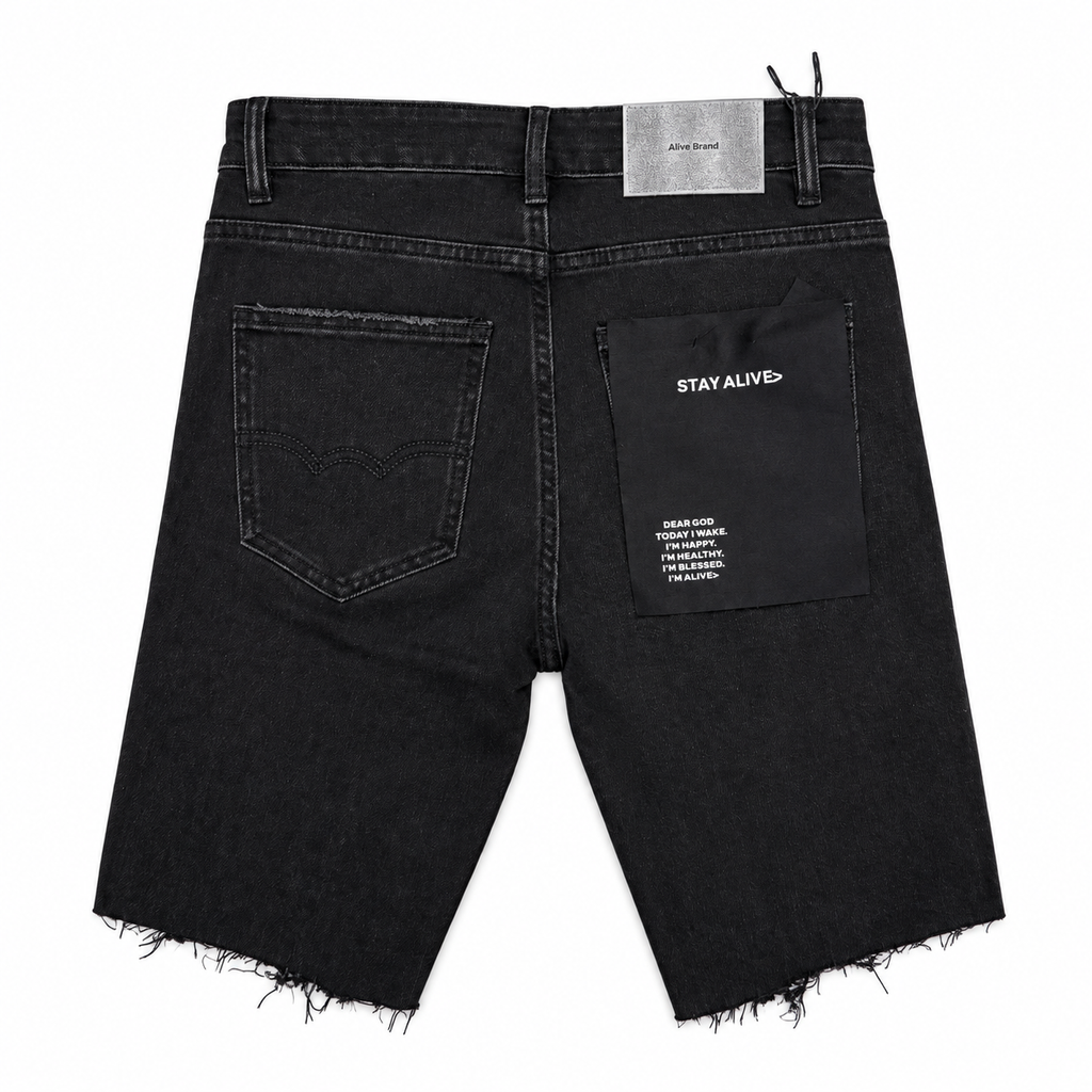 Alive Jeans Shorts Black with Rhinestone
