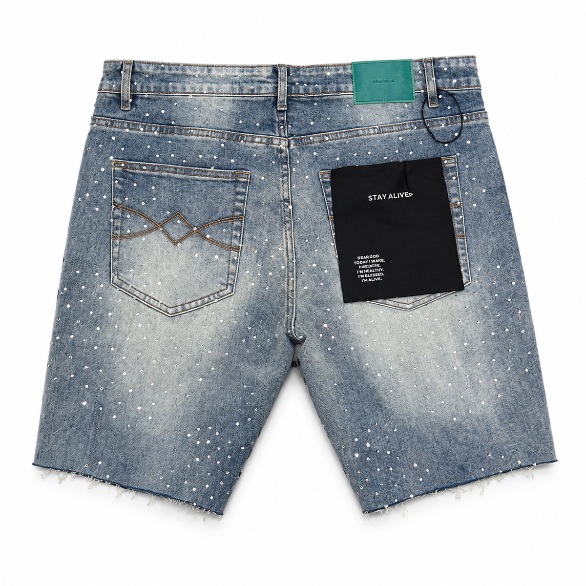 Alive Jeans Shorts Light Washed with Rhinestones