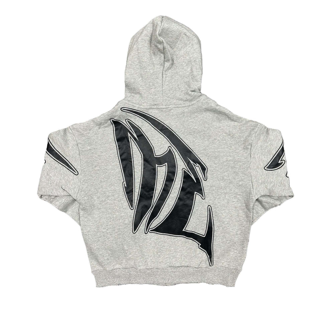 Distressed Grey Zip Hoodie Suit