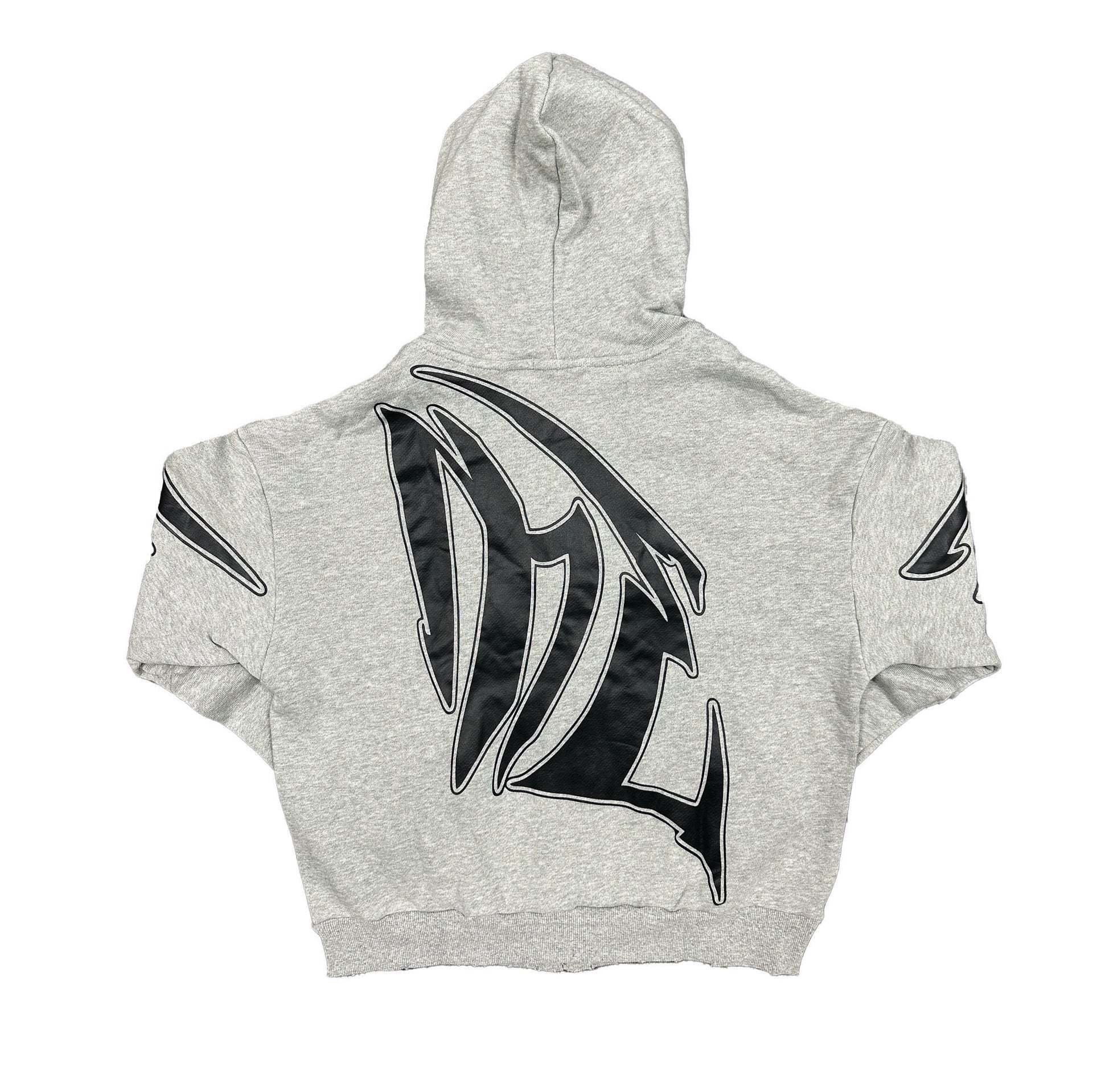 Distressed Grey Zip Hoodie Suit