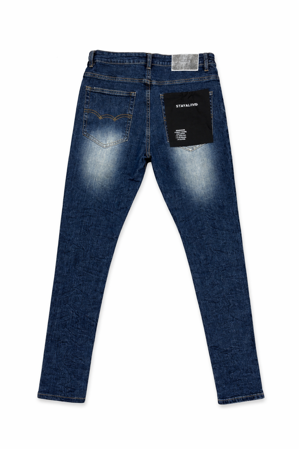 Distressed Slim Fit Alive Jeans – Dark Wash Denim